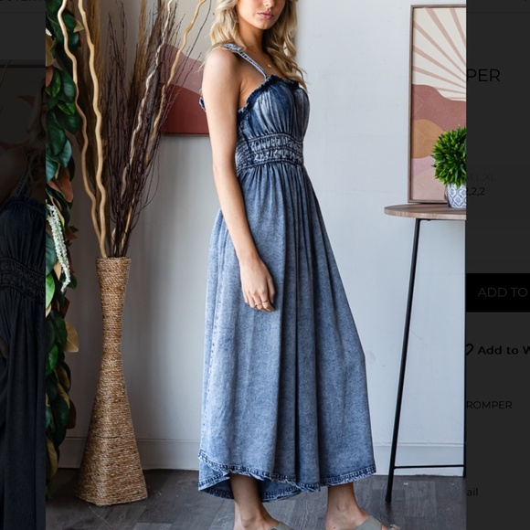 Oli & Hali Washed Blue Wide Leg Jumpsuit - Picture 5 of 9